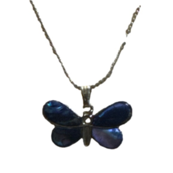 Genuine sea opal Butterfly Pendant Necklace - Picture 8 of 11